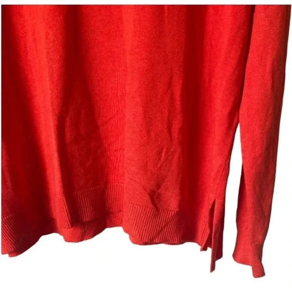 LAURIE FELT | “As Is” Cashmere Blend Daisy Print V-Neck Orange Sweater Size XL - Picture 6 of 9